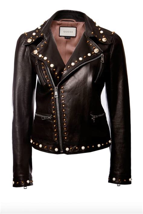 gucci gold biker jacket|Gucci leather biker jacket.